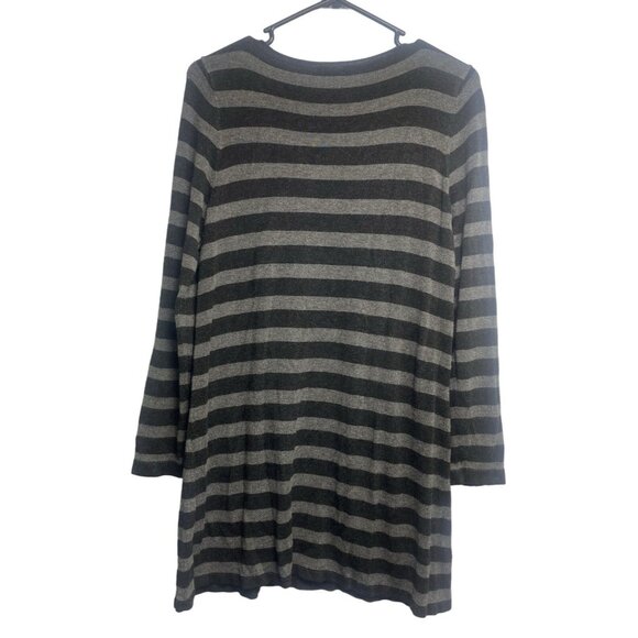 EILEEN FISHER Women Tunic Sweater Pullover Long Sleeve Stripe Sz L Gray Casual - Picture 3 of 10